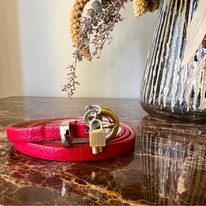 Red Leather Belt with Locket Detail